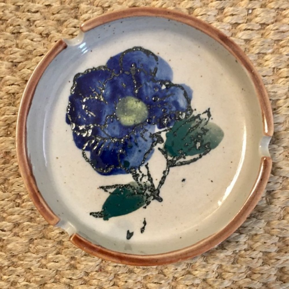 Otagiri Ashtray Vintage 70s Mid Century Blue